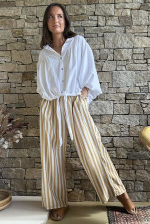 Mallow Stripe Wide Leg Pant Indian Yellow /40=